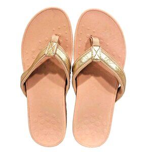 Vionic Womens Sandals High Tide Pink Metallic Thong Wedge‎ Beach Coastal 11